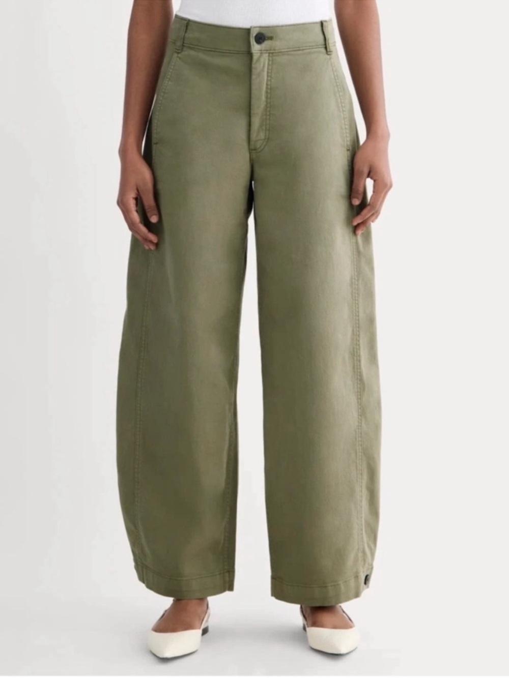 Everlane Wide-Leg Utility Pants in Olive Green